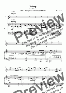 page one of Status - Three short pieces for Flute and Piano