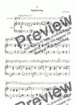 page one of "Sightseeing" A jazz waltz for Alto Sax and Piano (available for Tenor and flute)