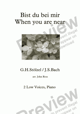 page one of Bist du bei mir / When you are near - 2 Low voices, Piano