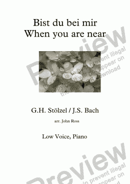 page one of Bist du bei mir / When you are near - Low voice, Piano