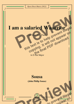 page one of Sousa-I am a salaried Waarrior,in D flat Major