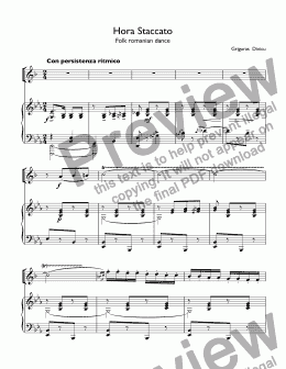 page one of Dinicu - Hora Staccato for trumpet Bb & piano