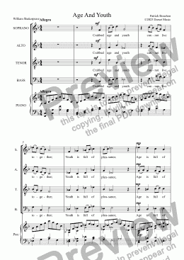 page one of Crabbed Age And Youth (Shakespeare) for S.A.T.B. Choir and Piano