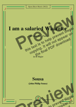 page one of Sousa-I am a salaried Waarrior,in B Major