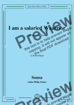 page one of Sousa-I am a salaried Waarrior,in B flat Major