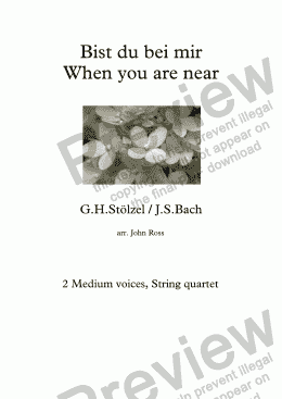 page one of Bist du bei mir / When you are near - Medium voice, String quartet