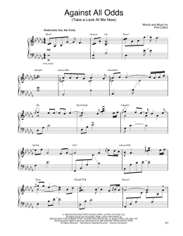 page one of Against All Odds (Take A Look At Me Now) (Piano Solo)