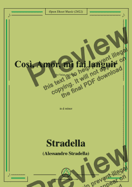 page one of Stradella-Così,Amor,mi fai languir,in d minor