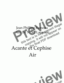 page one of Acante et Cephise Air 