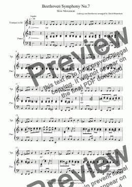 page one of Beethoven Symphony No.7 (slow movement) for Trumpet and Piano