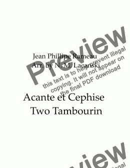 page one of  Acante et Cephise Two Tambourin