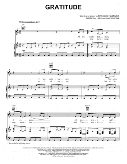 page one of Gratitude (Piano, Vocal & Guitar Chords (Right-Hand Melody))