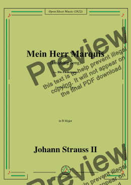 page one of Johann Strauss II-Mein Herr Marquis(Laughing Song),in B Major