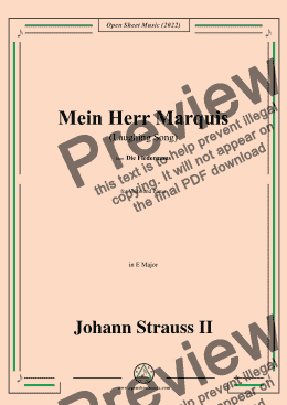 page one of Johann Strauss II-Mein Herr Marquis(Laughing Song),in E Major