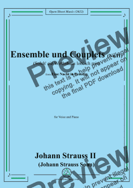 page one of Johann Strauss II-Ensemble und Couplets(No.11:Solch' ein Wirthshaus lob' ich mir)