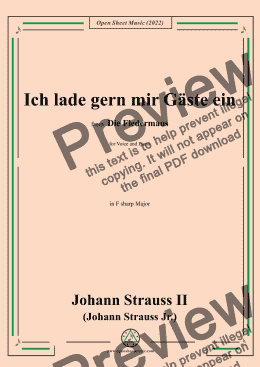 page one of Johann Strauss II-Ich lade gern mir Gäste ein(No.7),in F sharp Major