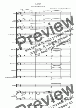 page one of Largo (from the 'New World Symphony') School Concert Band