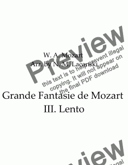 page one of  Grande Fantasie de Mozart III Lento 