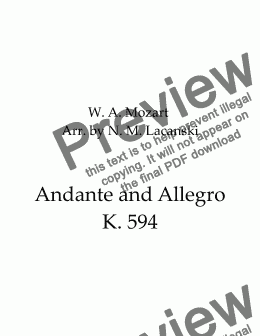 page one of Andante and Allegro K 594