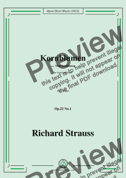 page one of Richard Strauss-Kornblumen,Op.22 No.1,in C Major