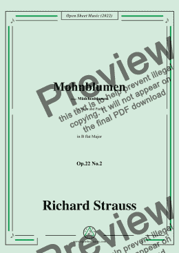 page one of Richard Strauss-Mohnblumen,Op.22 No.2,from Madchenblumen,in B flat Major