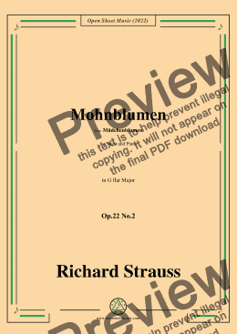 page one of Richard Strauss-Mohnblumen,Op.22 No.2,in G flat Major