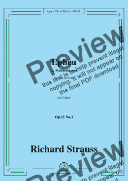 page one of Richard Strauss-Epheu,Op.22 No.3,in E Major