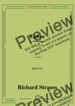 page one of Richard Strauss-Epheu,Op.22 No.3,in F Major