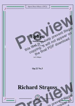 page one of Richard Strauss-Epheu,Op.22 No.3,in G Major