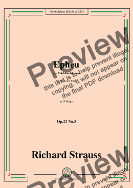 page one of Richard Strauss-Epheu,Op.22 No.3,in D Major