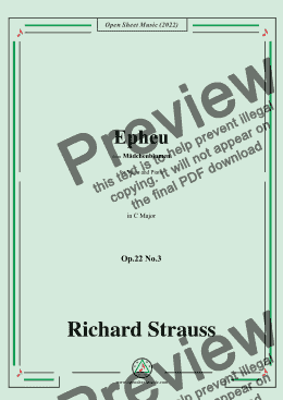 page one of Richard Strauss-Epheu,Op.22 No.3,in C Major