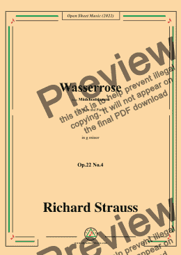 page one of Richard Strauss-Wasserrose,Op.22 No.4,in g minor