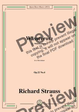 page one of Richard Strauss-Wasserrose,Op.22 No.4,in a flat minor