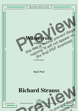 page one of Richard Strauss-Wasserrose,Op.22 No.4,in b flat minor