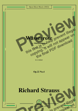 page one of Richard Strauss-Wasserrose,Op.22 No.4,in e minor