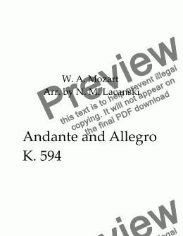 page one of Andante and Allegro K 594 