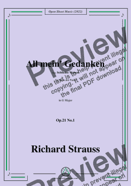 page one of Richard Strauss-All mein' Gedanken,Op.21 No.1,in G Major