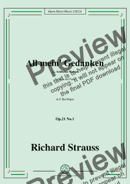 page one of Richard Strauss-All mein' Gedanken,Op.21 No.1,in E flat Major