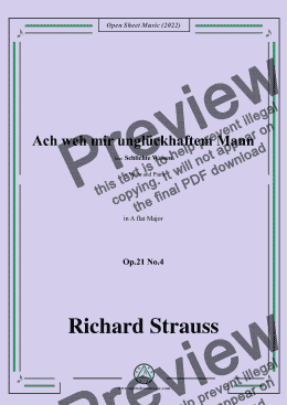 page one of Richard Strauss-Ach weh mir unglückhaftem Mann,Op.21 No.4,in A flat Major