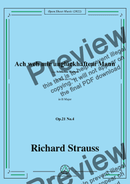 page one of Richard Strauss-Ach weh mir unglückhaftem Mann,Op.21 No.4,in B Major