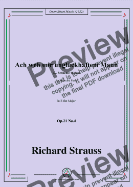 page one of Richard Strauss-Ach weh mir unglückhaftem Mann,Op.21 No.4,in E flat Major