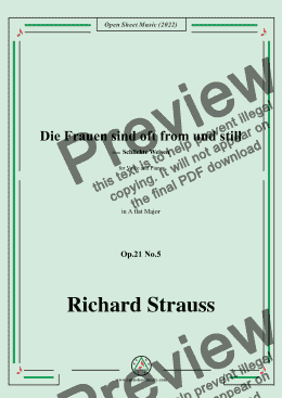 page one of Richard Strauss-Die Frauen sind oft from und still,Op.21 No.5,in A flat Major