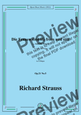 page one of Richard Strauss-Die Frauen sind oft from und still,Op.21 No.5,in A Major