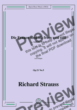 page one of Richard Strauss-Die Frauen sind oft from und still,Op.21 No.5,in B Major