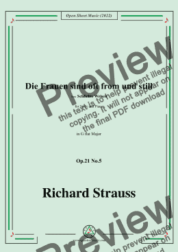 page one of Richard Strauss-Die Frauen sind oft from und still,Op.21 No.5,in G flat Major