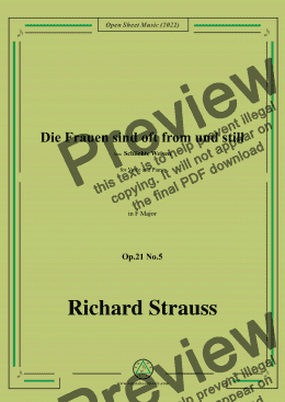 page one of Richard Strauss-Die Frauen sind oft from und still,Op.21 No.5,in F Major