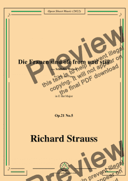 page one of Richard Strauss-Die Frauen sind oft from und still,Op.21 No.5,in E flat Major