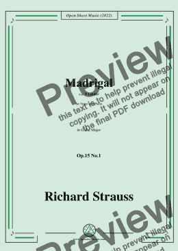 page one of Richard Strauss-Madrigal,in G flat Major,Op.15 No.1