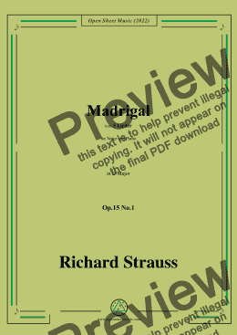 page one of Richard Strauss-Madrigal,in D Major,Op.15 No.1