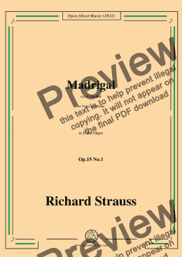 page one of Richard Strauss-Madrigal,in D flat Major,Op.15 No.1